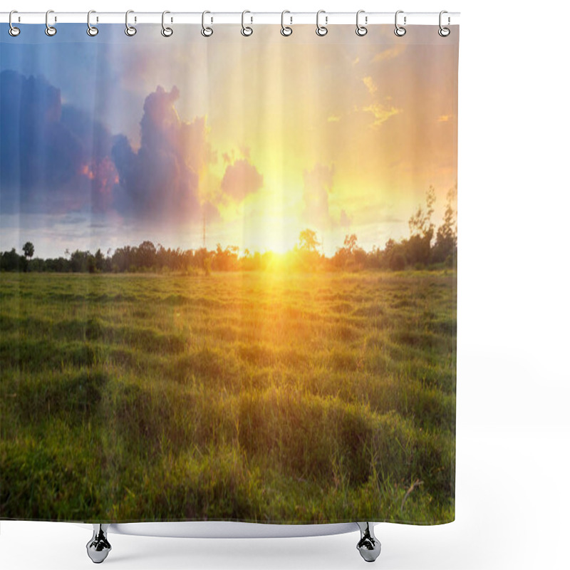 Personality  Sunny Dawn In A Field Shower Curtains