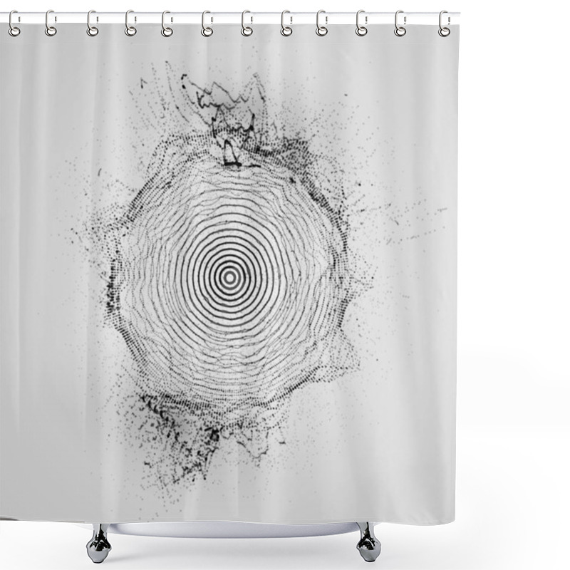 Personality  3D Shape Of Particles Array, Wireframe And Splashes Shower Curtains