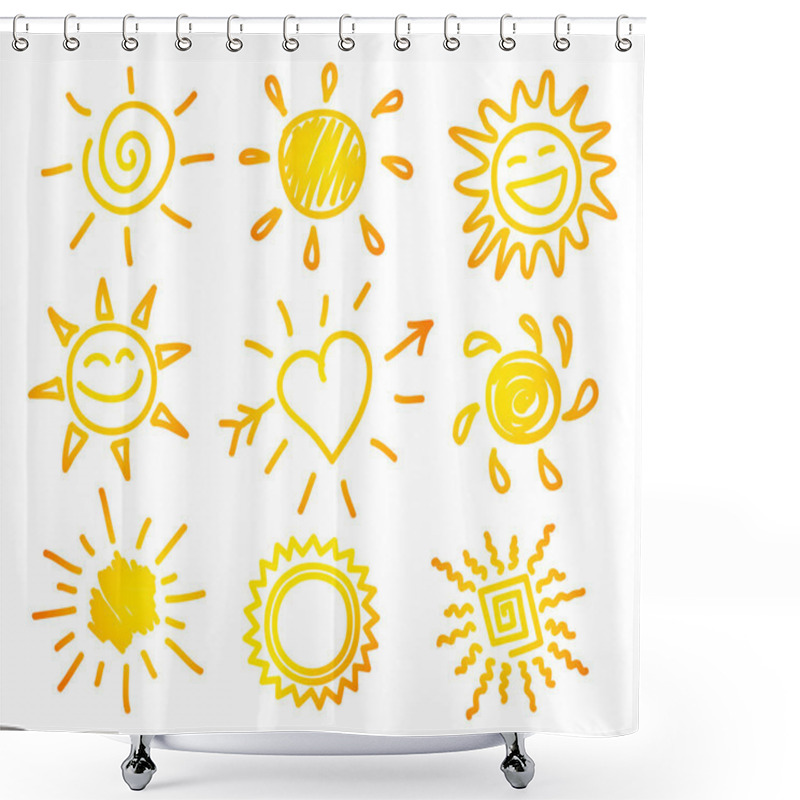 Personality  Vector Illustration Of Hand-draw Sun Set Shower Curtains