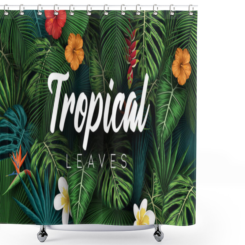 Personality  Tropical Summer Leaves Background With Jungle Plants Shower Curtains