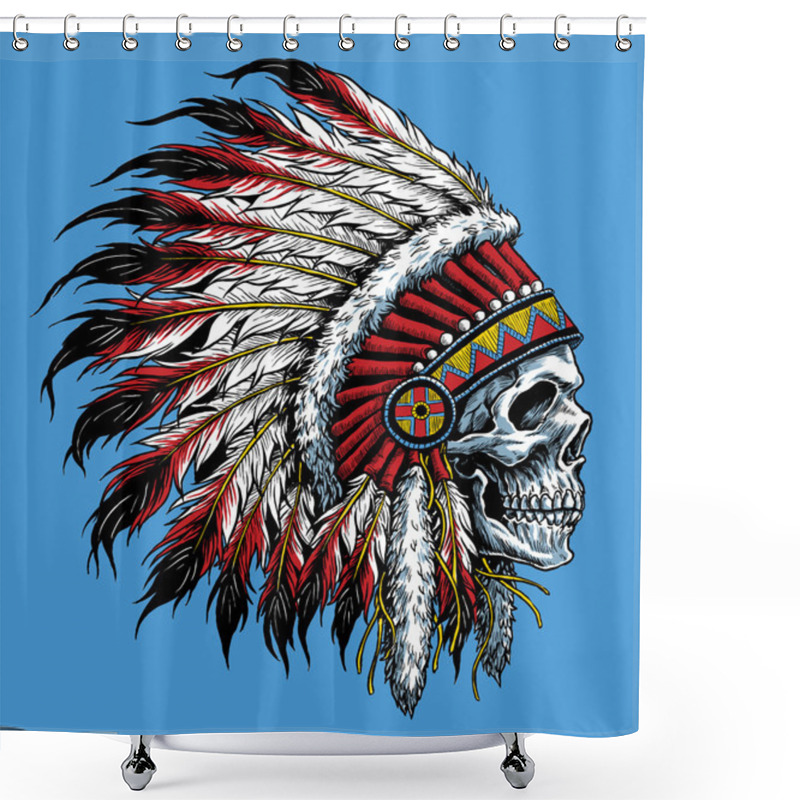 Personality  Indian Skull Vector Illustration Shower Curtains