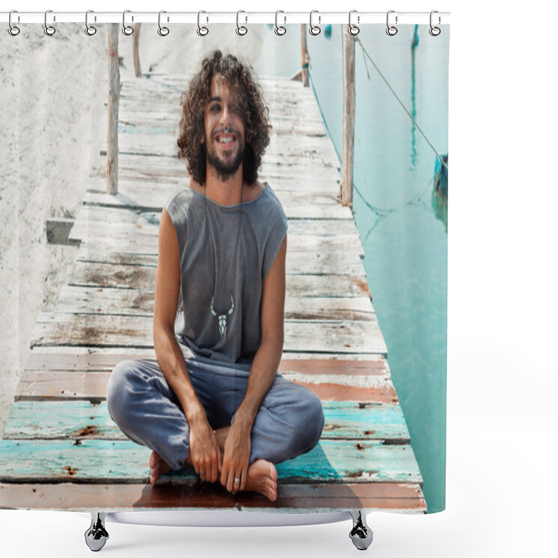 Personality  Handsome Guy Outdoors Portrait Shower Curtains