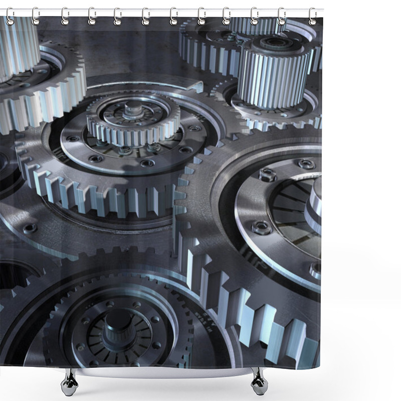 Personality  Steel Gear Mechanism Shower Curtains