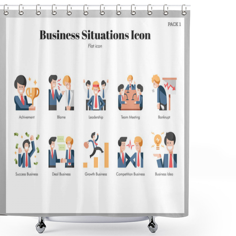 Personality  Business Situations Icons Flat Pack Shower Curtains