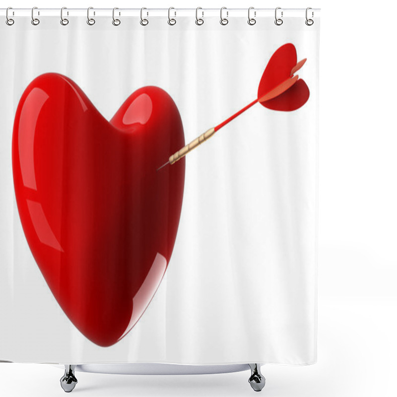 Personality  Heart Pierced By An Arrow. 3D Image. Shower Curtains