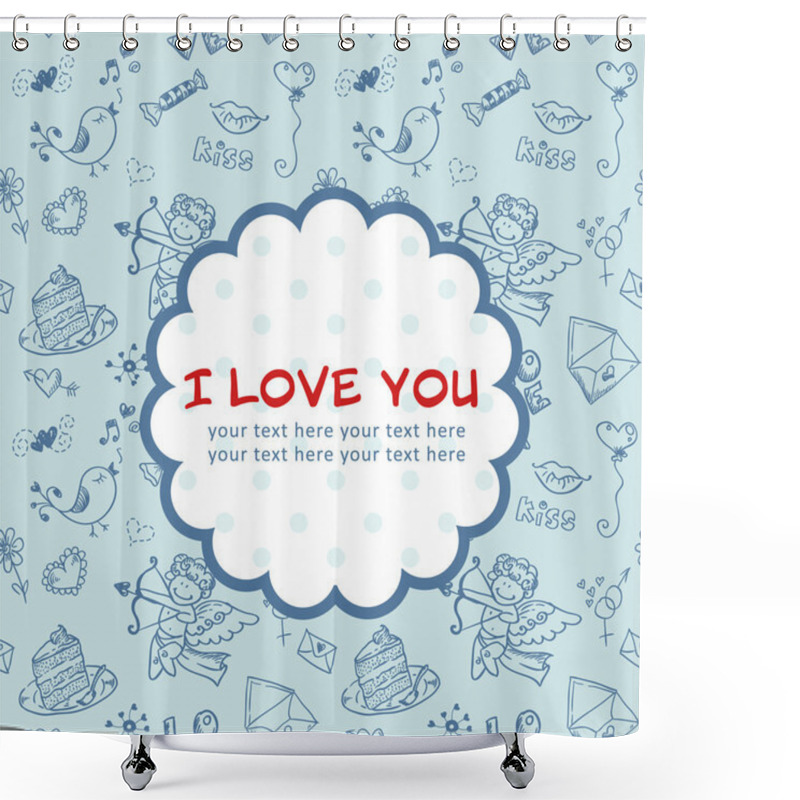 Personality  Doodle Valentine's Day Love Postcard Shower Curtains