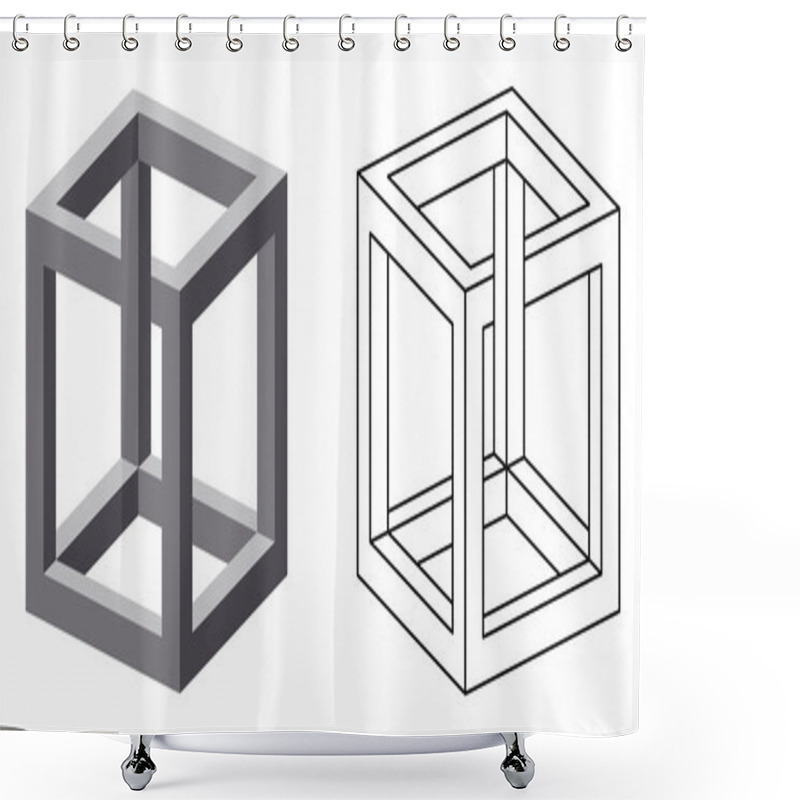 Personality  Impossible Cube Optical Illusion Shower Curtains