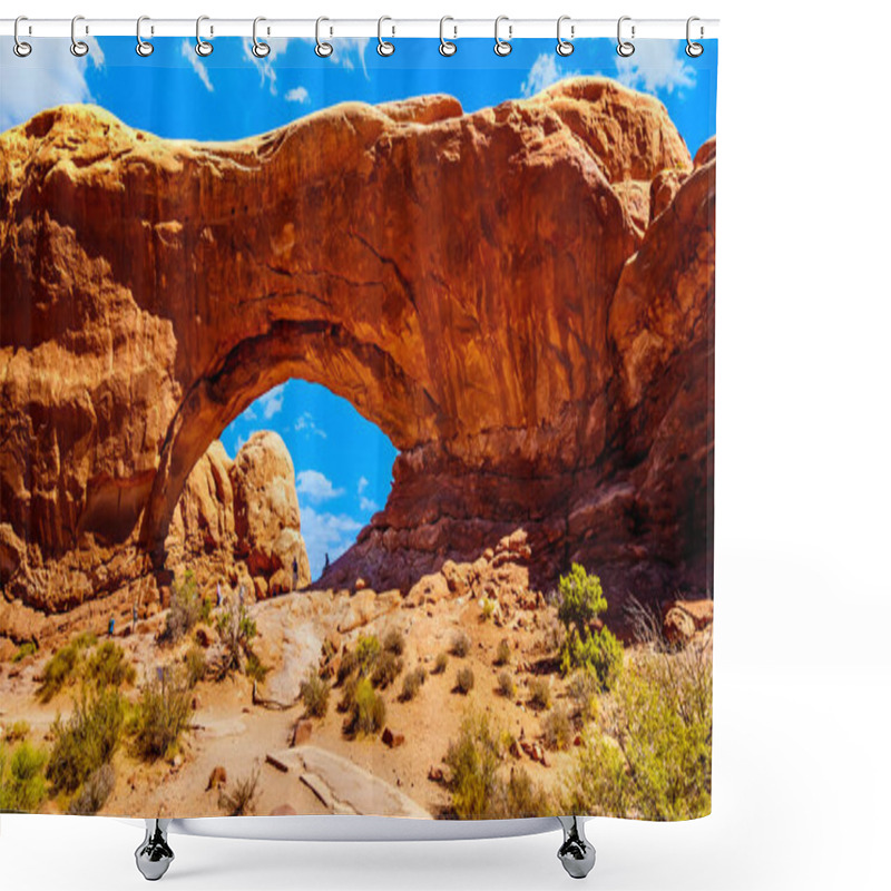 Personality  The North Window Arch, One Of The Many Large Sandstone Arches In Arches National Park Utah, United States Shower Curtains