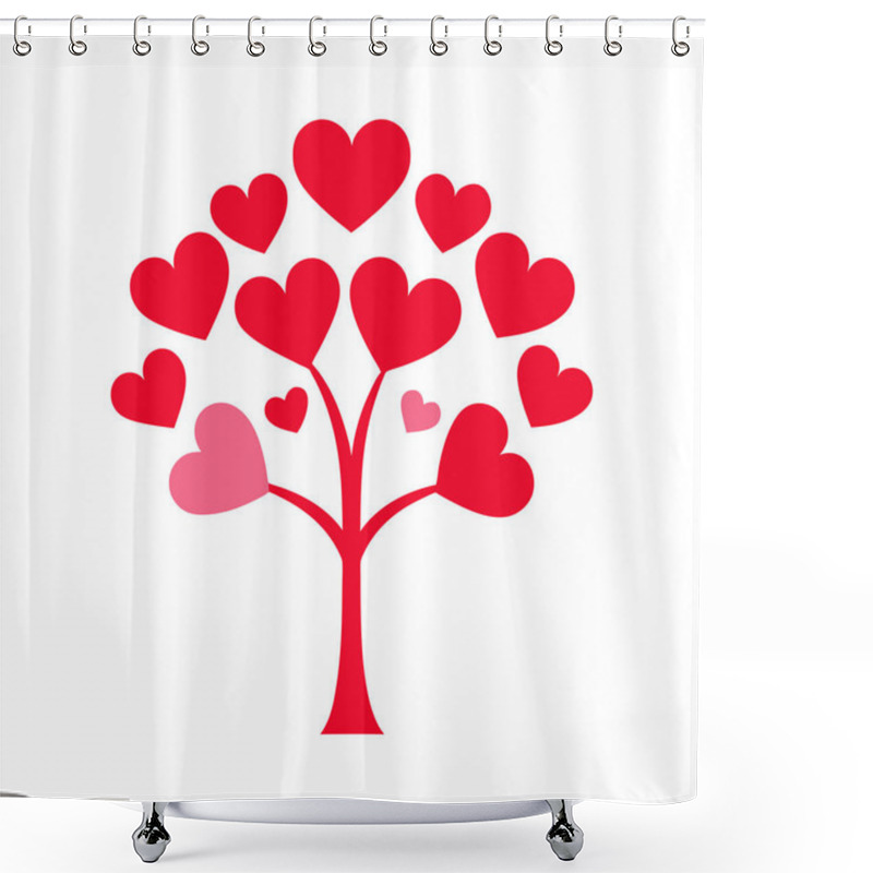 Personality  Capture The Essence Of Love With This Valentine Tree Vector Illustration Featuring Heart-shaped Leaves. Perfect For Romantic Designs, Holiday Cards, And Valentines Day Decor. Shower Curtains