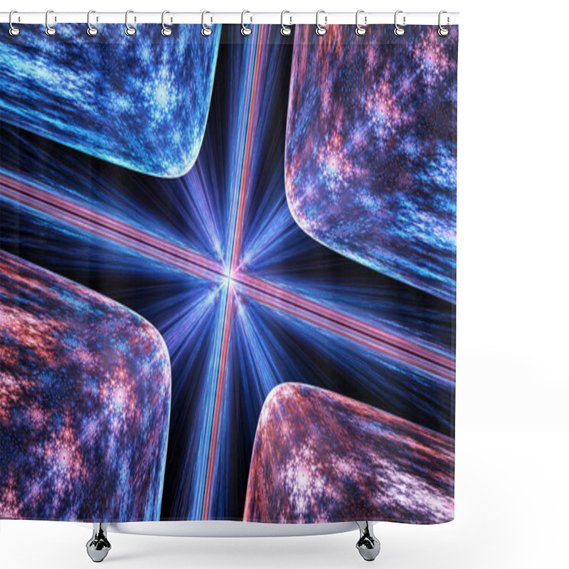 Personality  Glowing Quantum Theory Background Shower Curtains