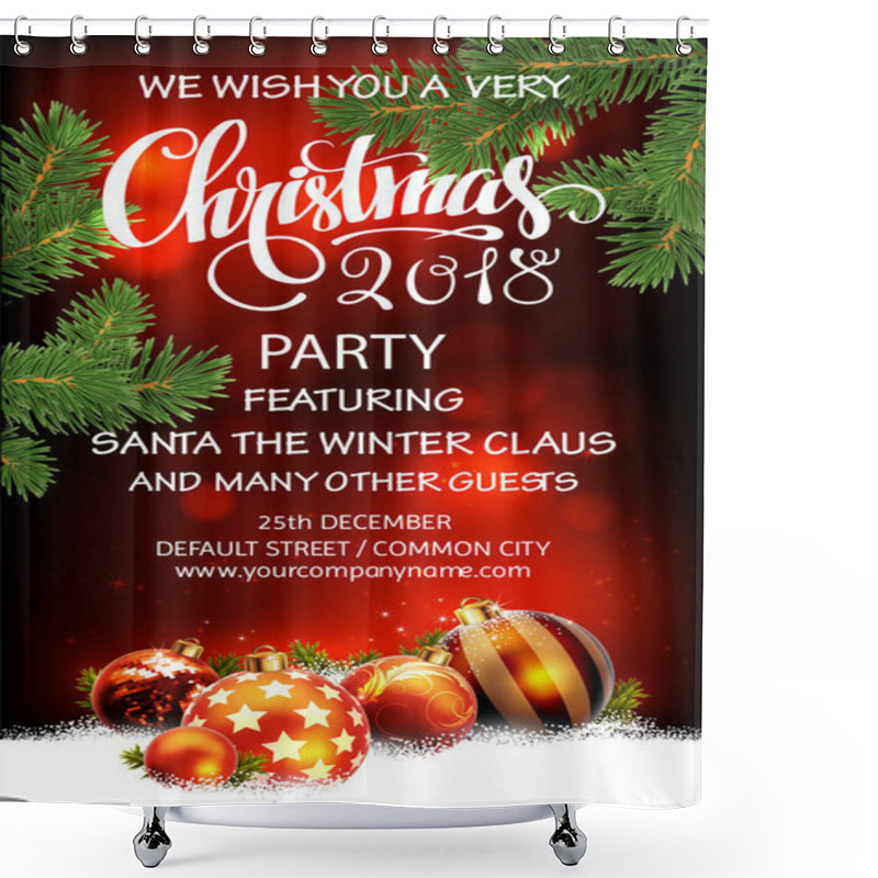 Personality  Invitation To A Christmas Party. Highly Realistic Illustration. Shower Curtains