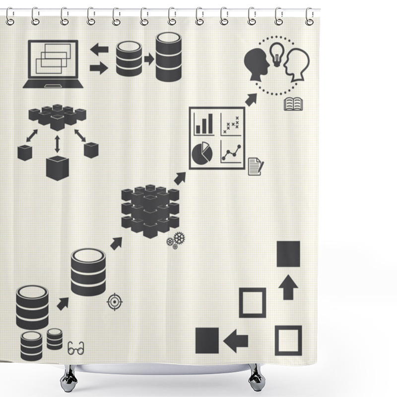 Personality  Big Data Icons Set, Data Minning Concept Shower Curtains