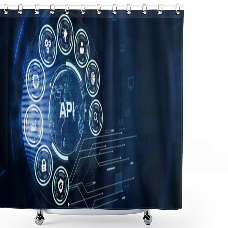 Personality  API - Application Programming Interface. Software Development Tool. Business, Modern Technology, Internet And Networking Concept Shower Curtains