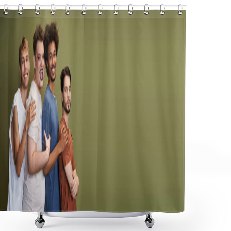 Personality  Four Diverse Individuals Express Joy And Unity While Celebrating Their Identities Together. Shower Curtains