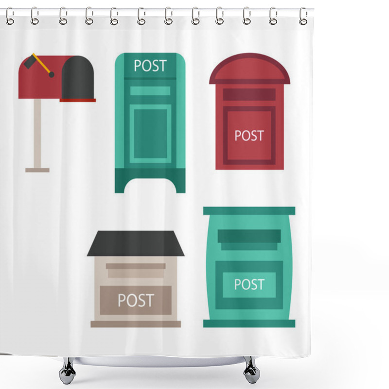 Personality  Post Mailbox Vector Set. Shower Curtains