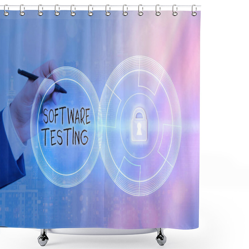 Personality  Text Sign Showing Software Testing. Conceptual Photo Activity To Check Whether The Results Match The Expected. Shower Curtains