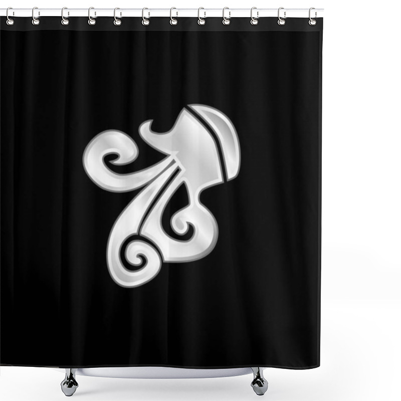 Personality  Aquarius Zodiac Sign Symbol Silver Plated Metallic Icon Shower Curtains