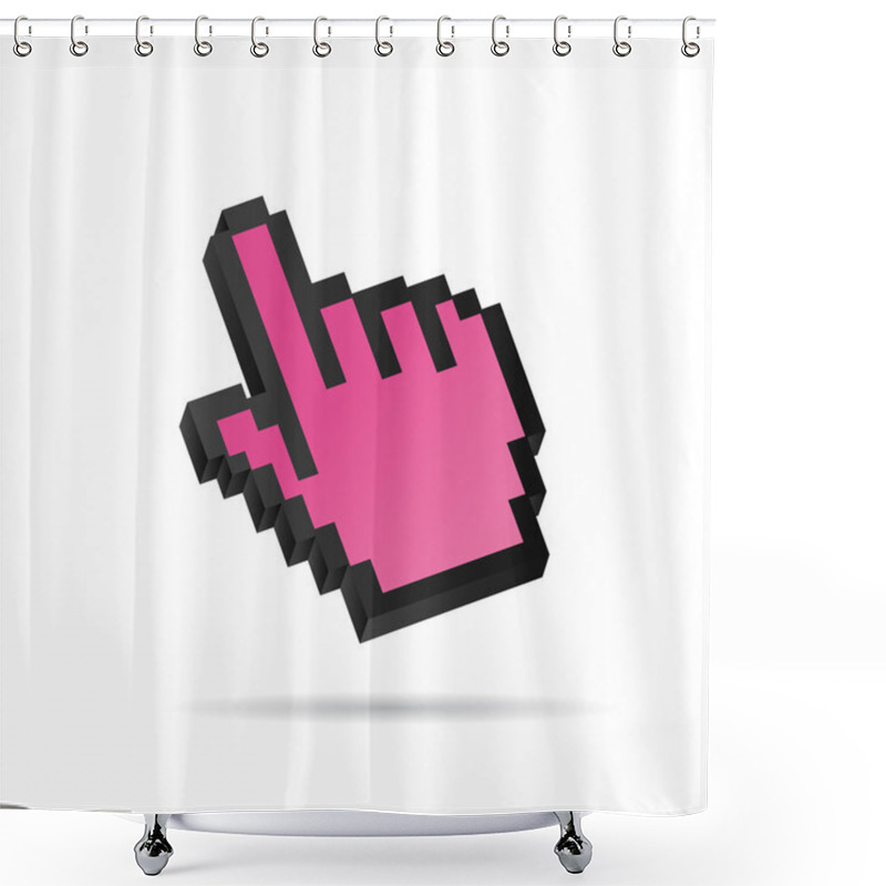 Personality  Purple Pixel 3D Vector Mouse Cursor Hand Shower Curtains