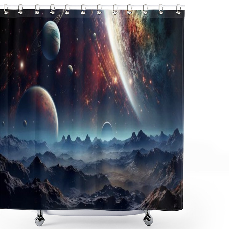 Personality  Planets With Stars, Space Galaxy Background, Background With Space And Planets, Planets In The Space With Stars Shower Curtains