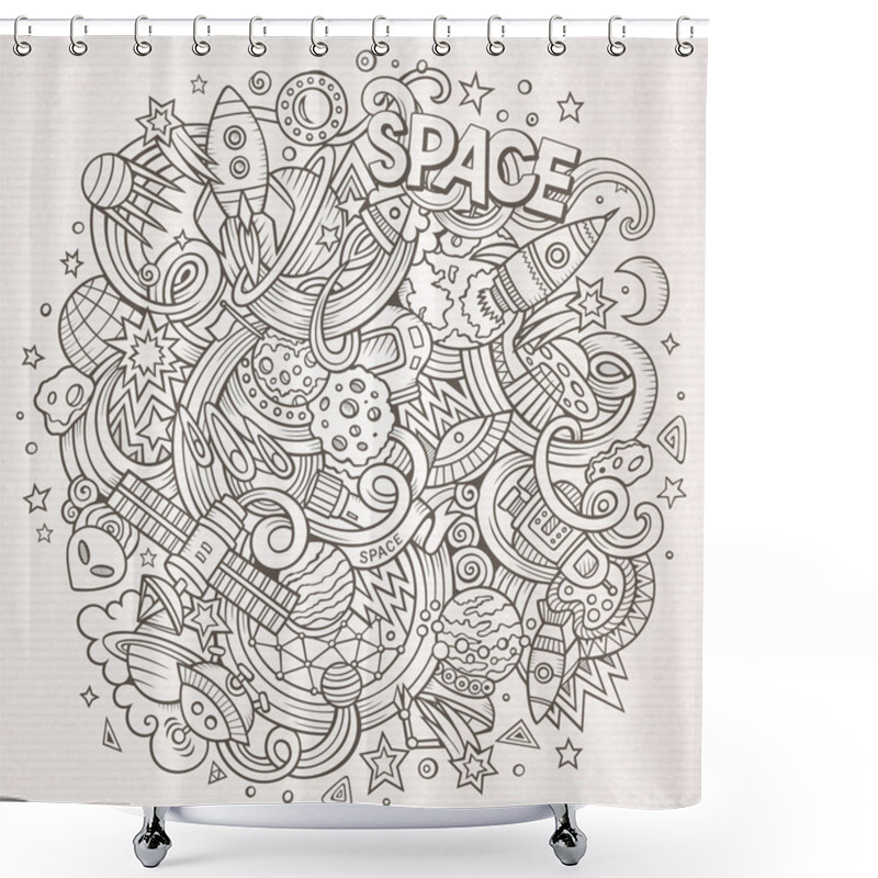 Personality  Cartoon Hand-drawn Doodles Space Illustration Shower Curtains