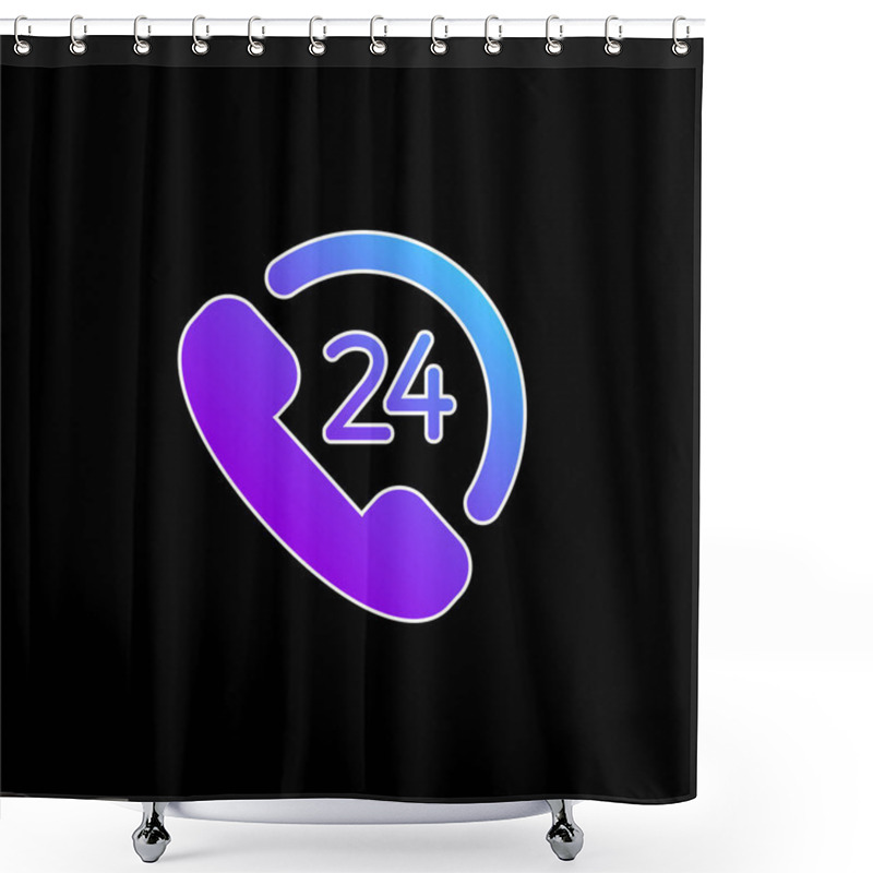 Personality  24 Hourse Support Blue Gradient Vector Icon Shower Curtains