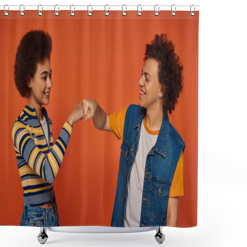 Personality  Jolly Young African American Siblings In Casual Attire Having Good Time Together, Family Concept Shower Curtains