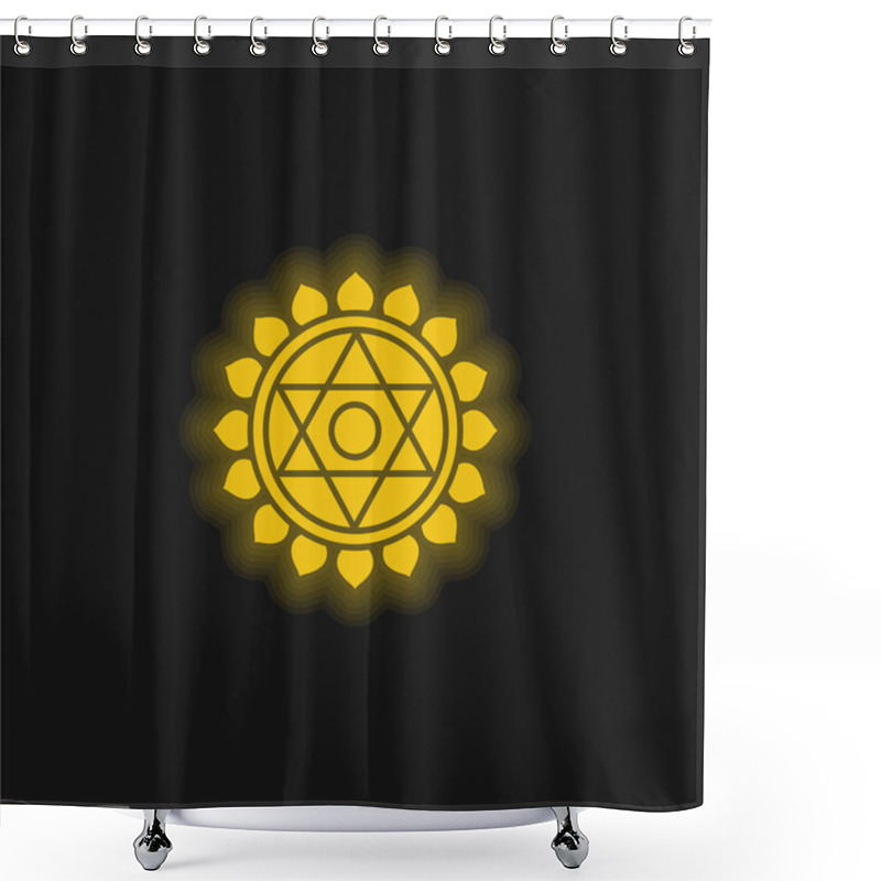 Personality  Anahata Yellow Glowing Neon Icon Shower Curtains