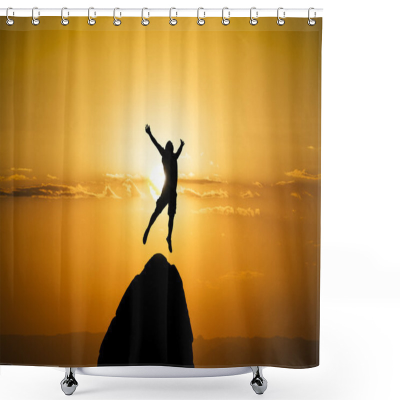 Personality  Sunset Silhouette On The Peak Shower Curtains