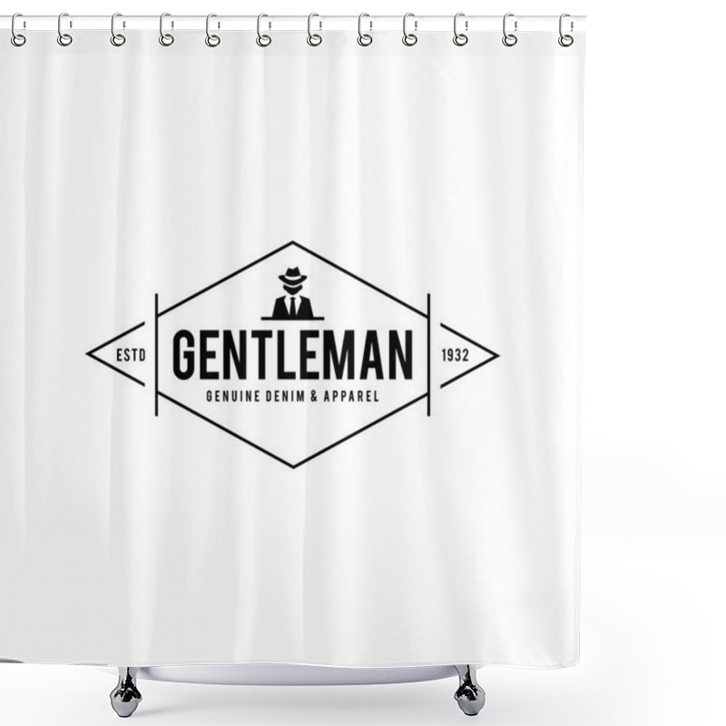 Personality  Retro Badge Gangsters And Mafia. Man In Black Suit. Vector Illustration Shower Curtains