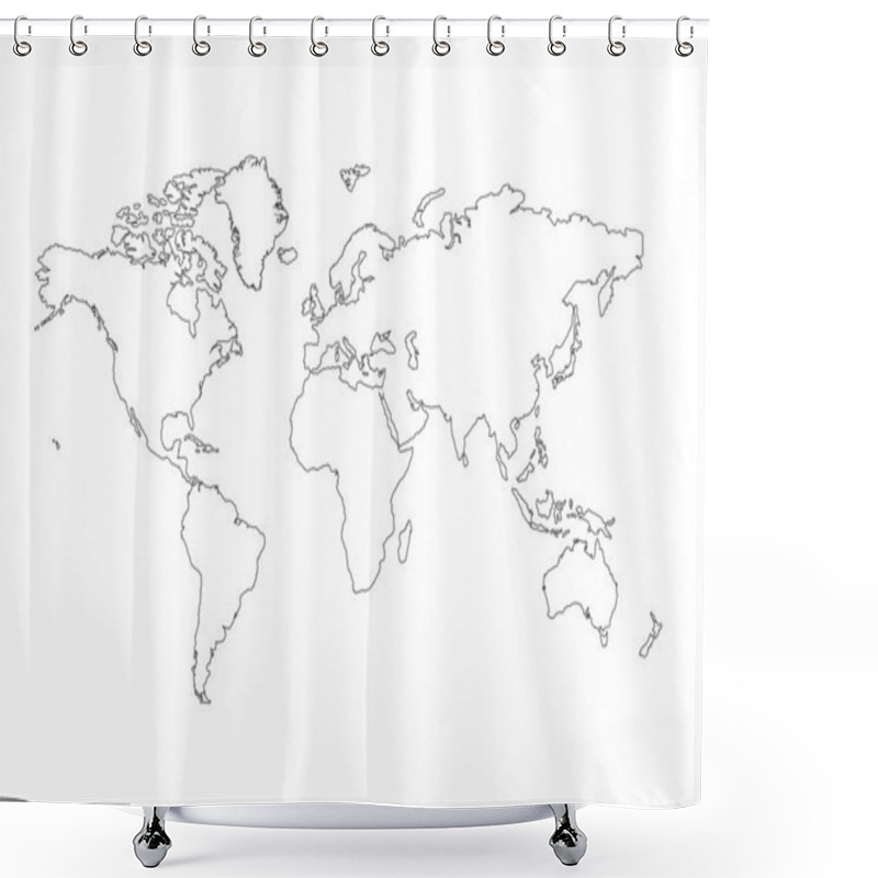 Personality  World Map Outline Shower Curtains