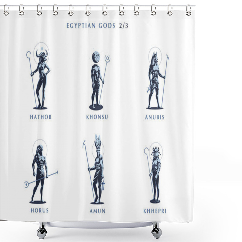 Personality  Egyptian Gods. Set  Of Vector Emblems. Shower Curtains