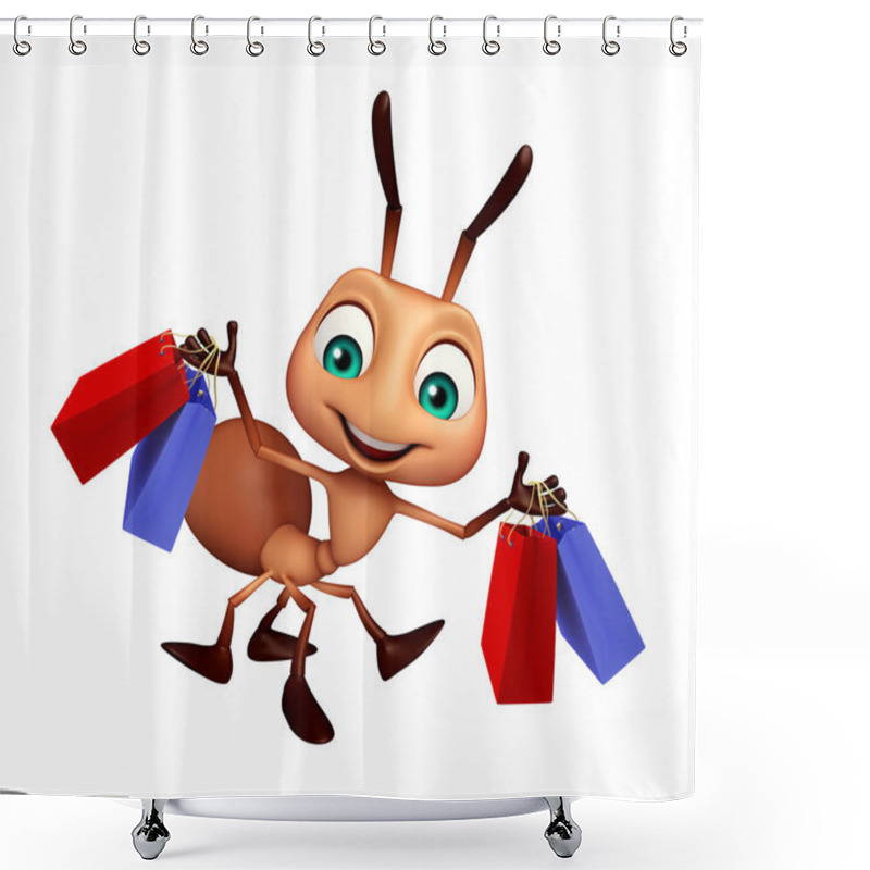 Personality  Ant Cartoon Character With Shopping Bag Shower Curtains