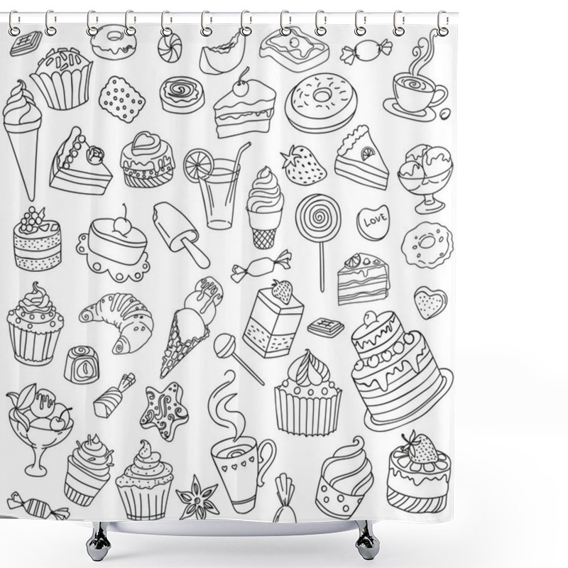 Personality  Vector Set Of Different Sweets Shower Curtains