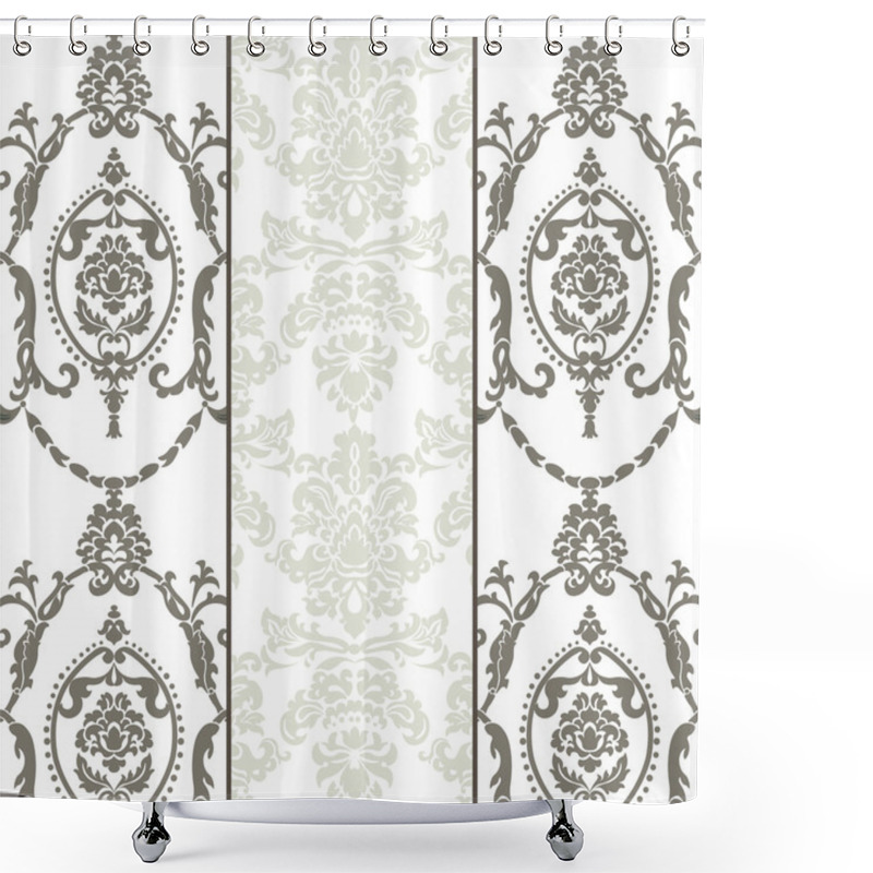 Personality  Vector Damask Ornament Pattern Set Shower Curtains