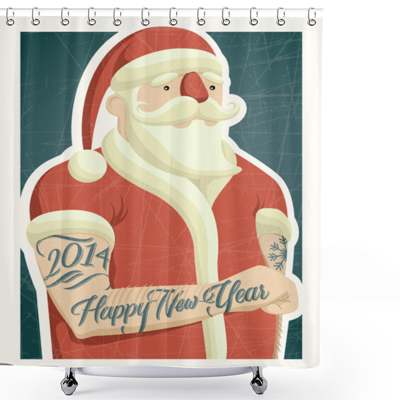 Personality  Christmas Greeting Card With Santa Claus Shower Curtains