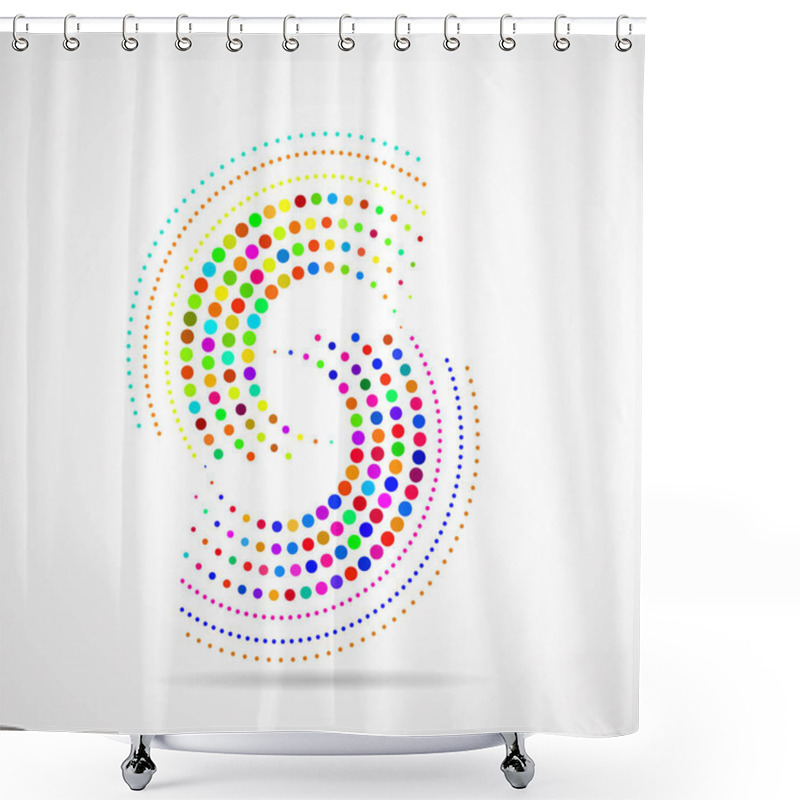 Personality  Abstract Dotted Circles. Dots In Circular Form. Halftone Effect Shower Curtains