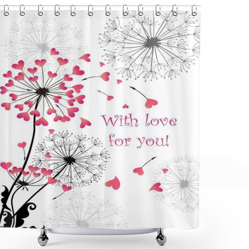 Personality  Lovely Greeting With Dandelions Shower Curtains