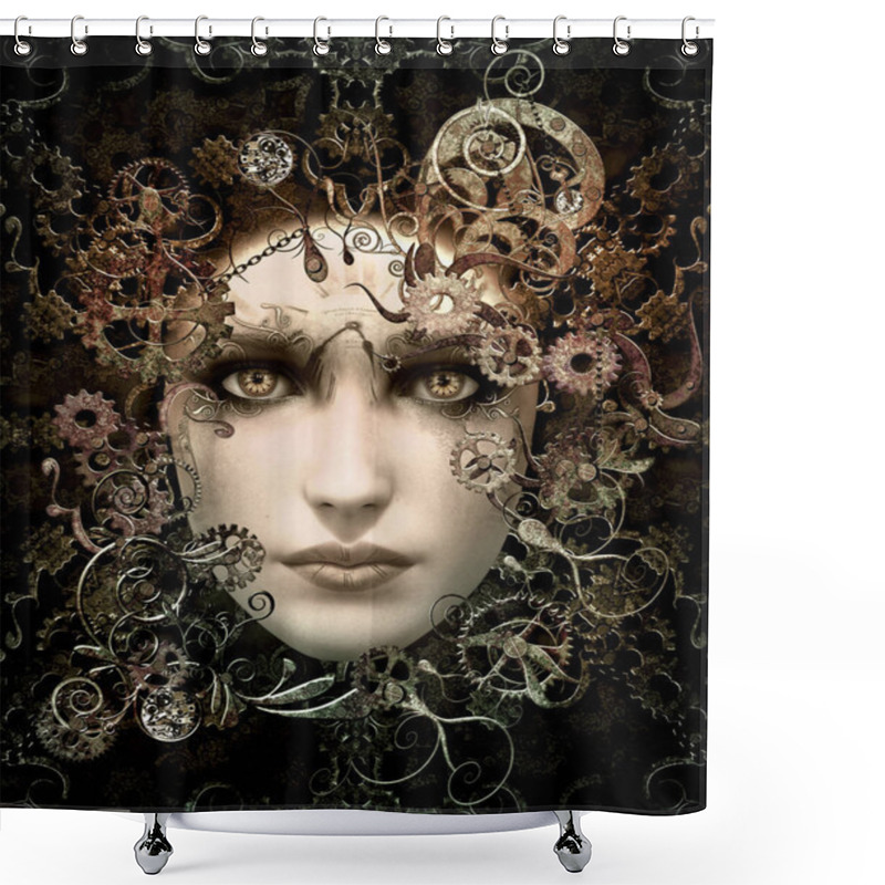 Personality  Steampunk Portrait 3d CG Shower Curtains