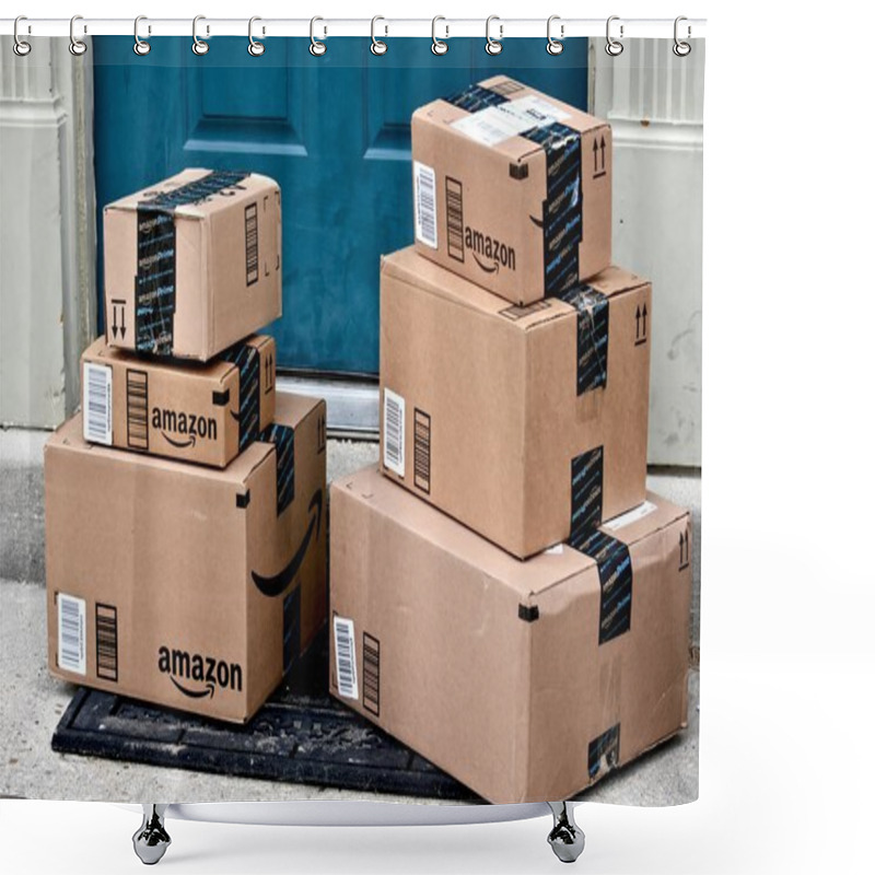 Personality  Amazon Boxes Delivered To A Home Shower Curtains