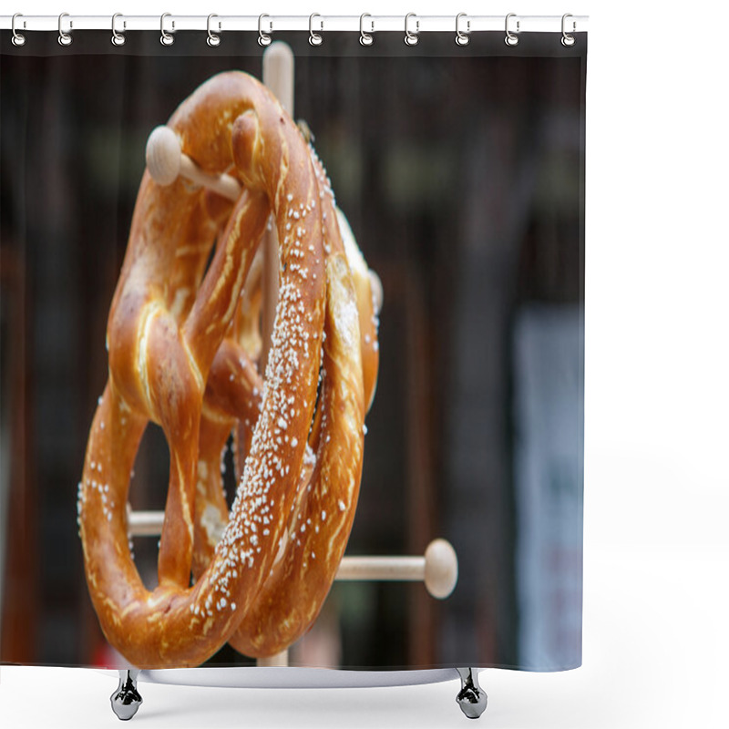 Personality  Salty Pretzel On Oktoberfest In Germany. Shower Curtains