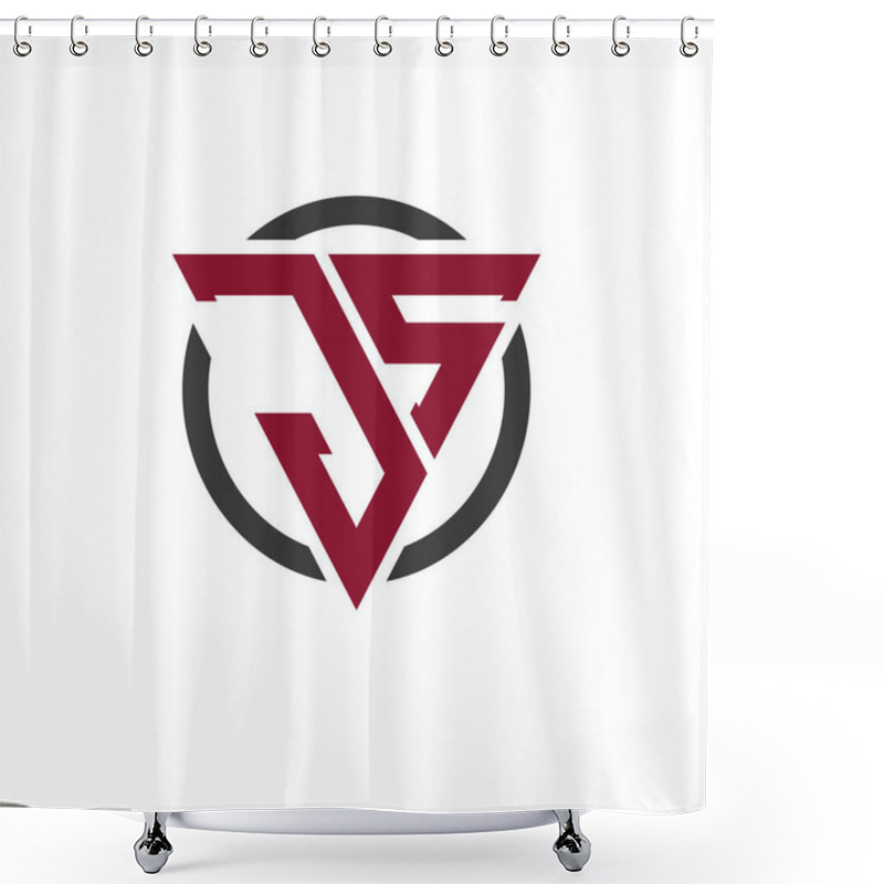 Personality  Letter JS Monogram Logo In Bold Triangle Design With Circular Background. Professional JS Letter Logo Perfect For Modern Business Branding And Stylish Emblem Concept Shower Curtains