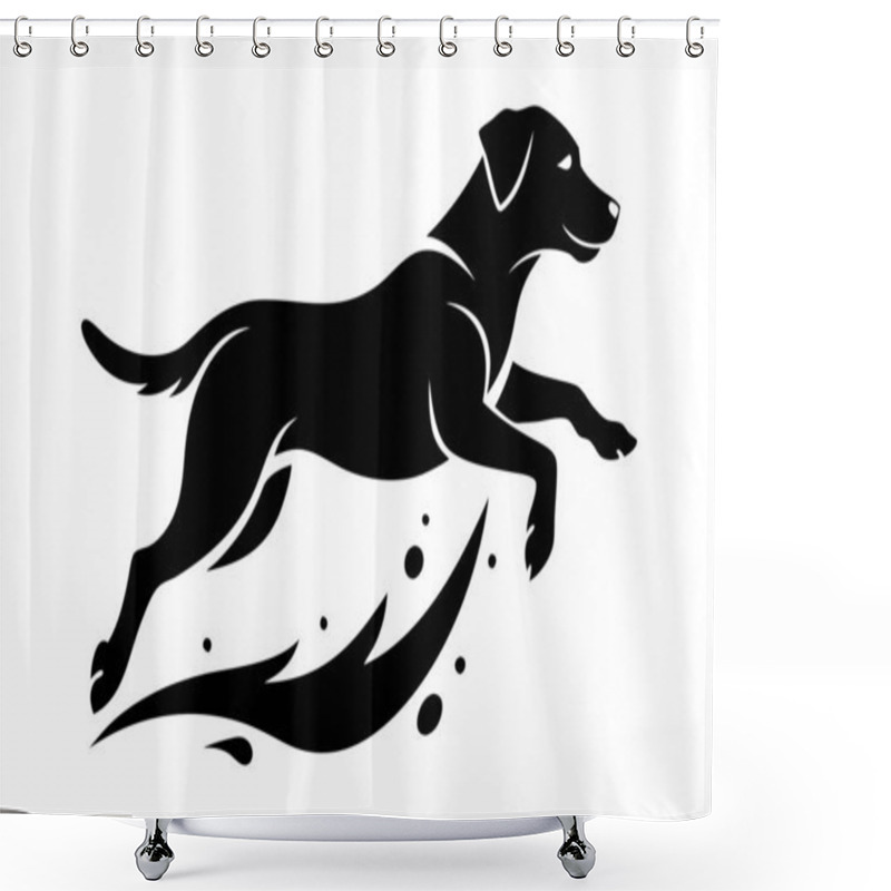 Personality  Silhouette Of A Labrador Retriever Jumping Through Water Splashes  Shower Curtains