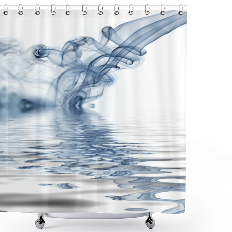 Personality  Blue Rays Smoke Abstract In White Background Shower Curtains