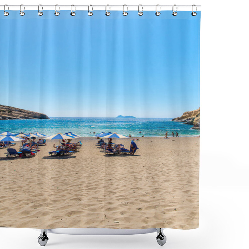 Personality  Pebbly Beach Matala, Greece Crete Shower Curtains