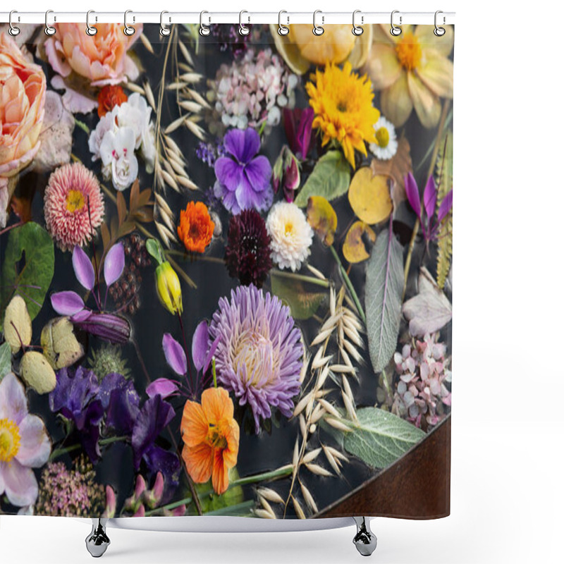 Personality  Flowers  On The Water, Flowers Landscape, Top View Shower Curtains