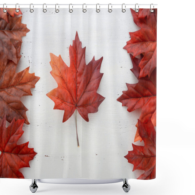 Personality  Happy Canada Day Red Silk Leaves In Shape Of Canadian Flag. Shower Curtains