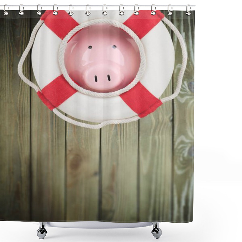 Personality   Piggy Bank And Safety Ring Shower Curtains