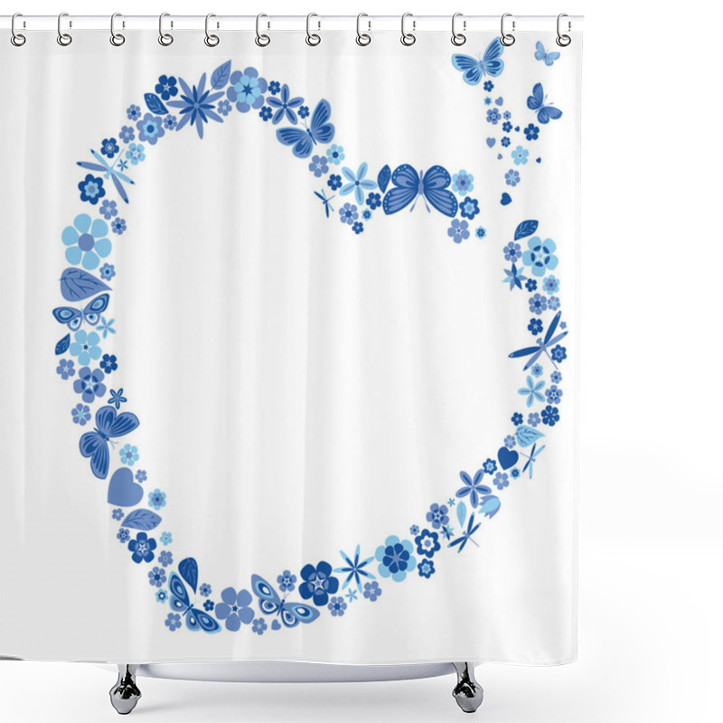 Personality  Holiday Heart With Flowers And Butterflies Shower Curtains