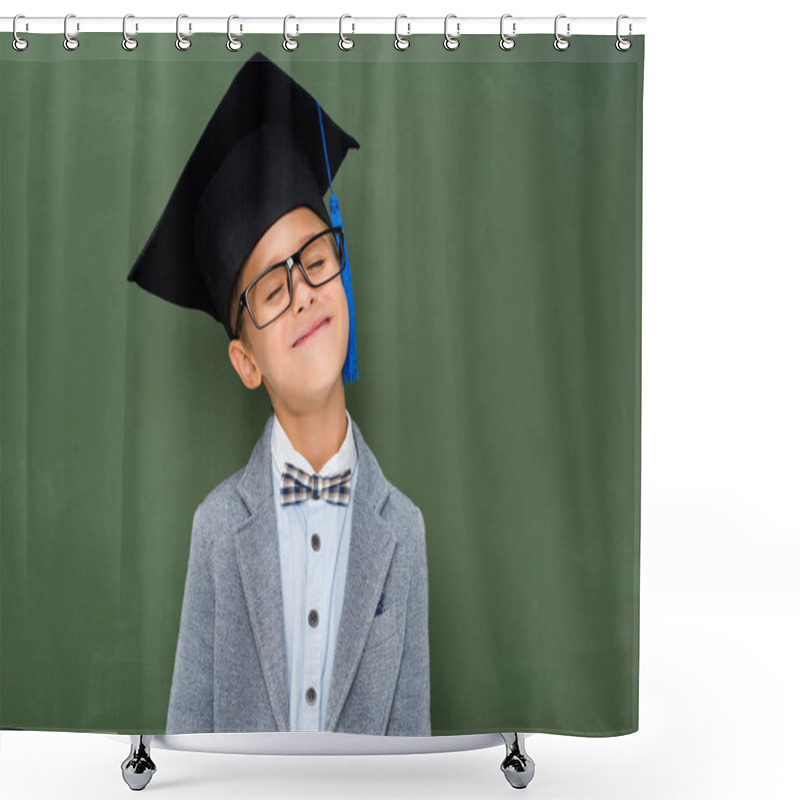 Personality  Happy Schoolboy In Graduation Hat Shower Curtains