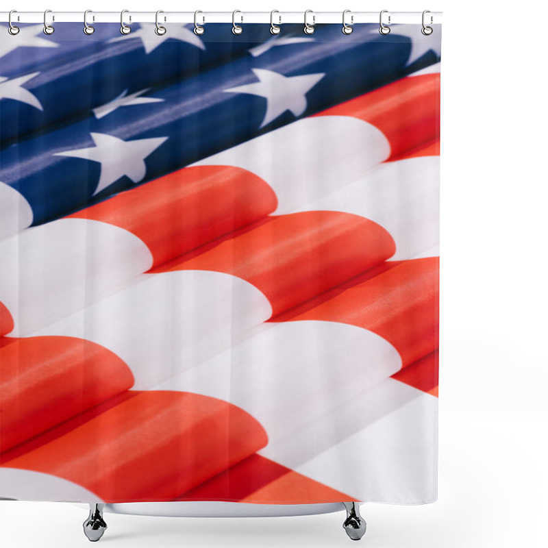 Personality  Close Up View Of Folded American Flag Background Shower Curtains